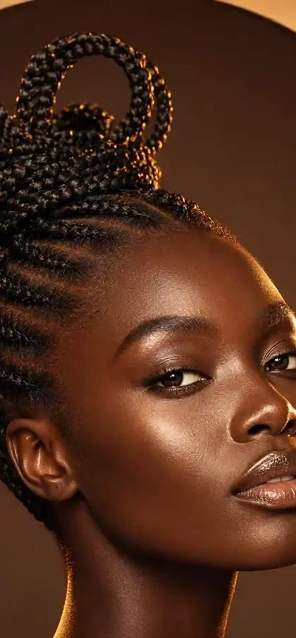 Braided updo with looped crown