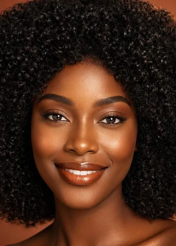Full curly unit, smiling